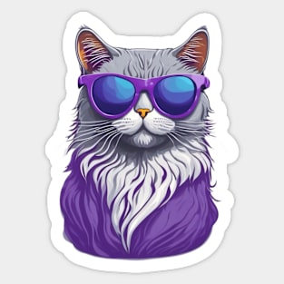 Purple cat in sunglasses Sticker